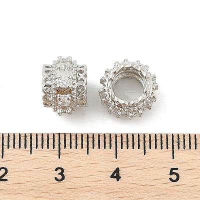 Brass Micro Pave Cubic Zirconia European Beads KK-P297-01P-01-1