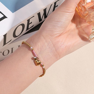 304 Stainless Steel & Glass & Rhinestone Charm Bracelets WG32BFD-01-1