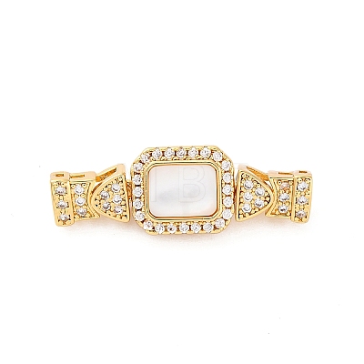 Brass Micro Pave Clear Cubic Zirconia Box Clasps KK-P291-27G-1