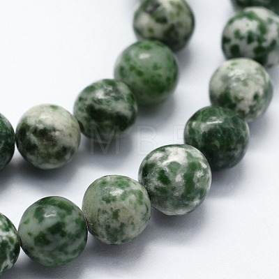 Natural Green Spot Jasper Beads Strands G-I199-30-10mm-1
