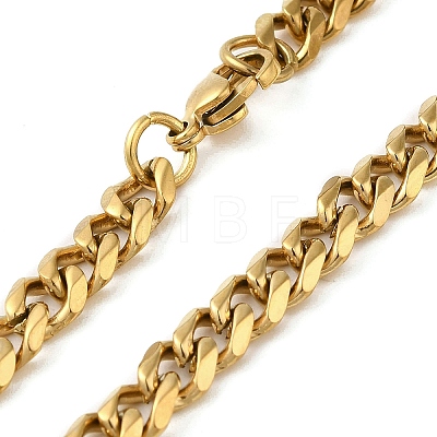 Ion Plating(IP) 304 Stainless Steel Cuban Link Chain Necklace for Men Women NJEW-C013-03G-1