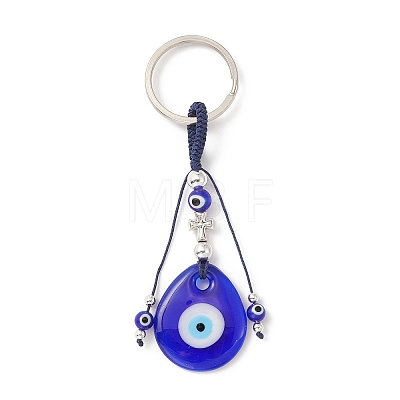 Handmade Lampwork Turkish Blue Evil Eye Pendant Keychain KEYC-JKC00497-1