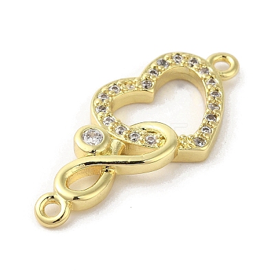 Rack Plating Brass Micro Pave Clear Cubic Zirconia Heart Infinity Connector Charms KK-C052-42A-G-1