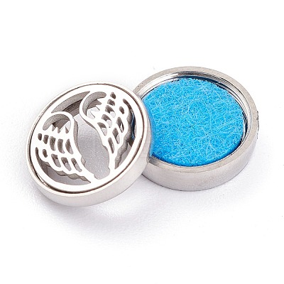 304 Stainless Steel Magnetic Diffuser Locket Aromatherapy Essential Oil Buckle AJEW-M027-07P-1