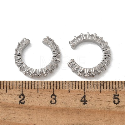 Brass Micro Pave Clear Cubic Zirconia Cuff Earrings X-EJEW-I249-14P-1