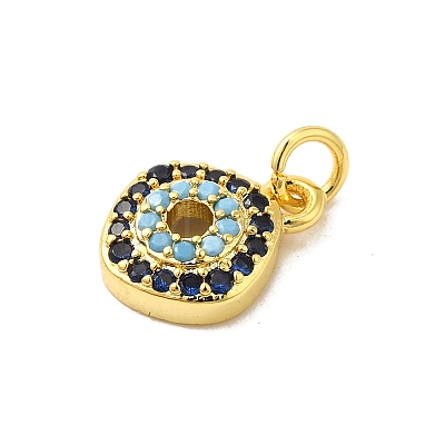 Real 18K Gold Plated Rack Plating Brass Micro Pave Cubic Zirconia Pendants Charms KK-S396-01D-1