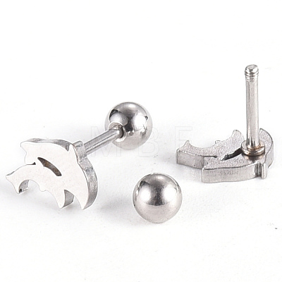 201 Stainless Steel Barbell Cartilage Earrings EJEW-R147-42-1