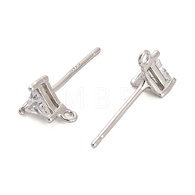 Rhodium Plated 925 Sterling Silver Ear Stud Findings STER-F058-01P-01-1