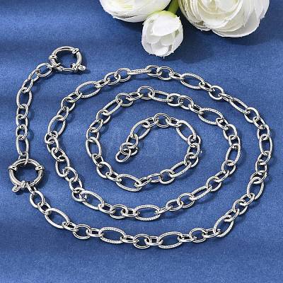 5.5MM 201 Stainless Steel Textured Figaro Chain Necklaces for Unisex NJEW-K302-27P-1