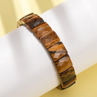 Natural Tiger Eye Beaded Stretch Bracelets for Unisex G-K303-02A-1