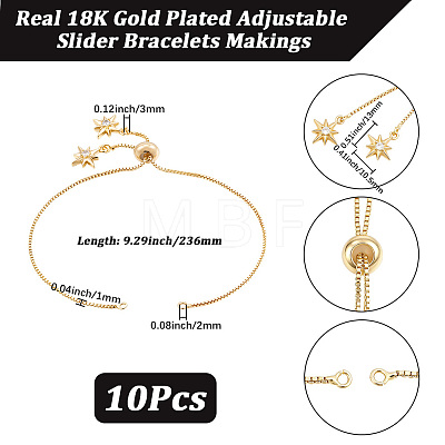 10Pcs 1MM Brass Box Chain Slider Bracelet Making MAK-BBC0001-37-1