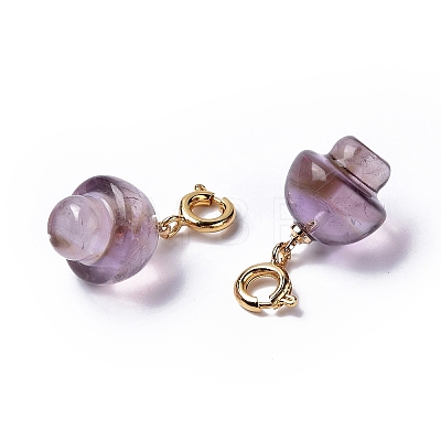 Natural Amethyst Mushroom Spring Ring Clasp Charms HJEW-P014-02G-1