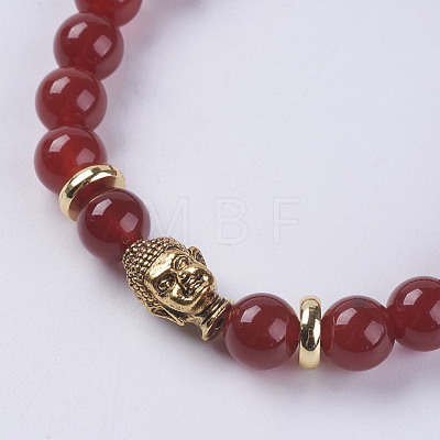 Natural Carnelian Beads Stretch Bracelets BJEW-E325-D21-1
