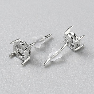 925 Sterling Silver Stud Earring Findings STER-WH0005-22-1
