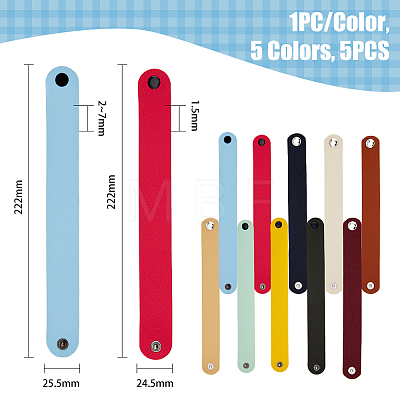 10Pcs 10 Style PU Leather Plain Wide Band Cord Bracelets Set FIND-FH0005-89-1