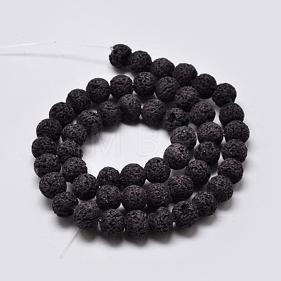 Natural Lava Rock Round Bead Strands G-I124-6mm-10-1