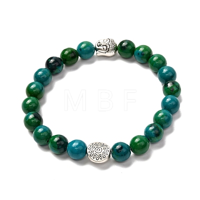 Synthetic Chrysocolla & Non-magnetic Hematite Stretch Bracelets Set for Men Women Gift BJEW-JB06727-1