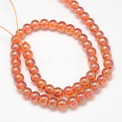 Electroplate Crystal Glass Round Beads Strands EGLA-F037-6mm-A07-1