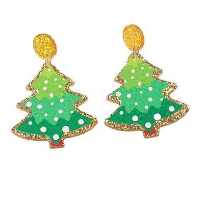 Acrylic Christmas Tree Dangle Stud Earrings FS-WGAD6E4-01-1