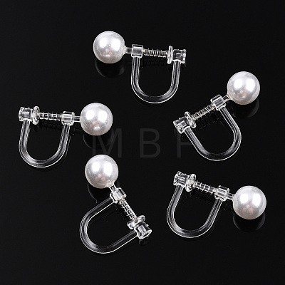 Resin Clip-on Earring Converter with ABS Plastic Imitation Pearl Beaded STAS-T064-02P-1