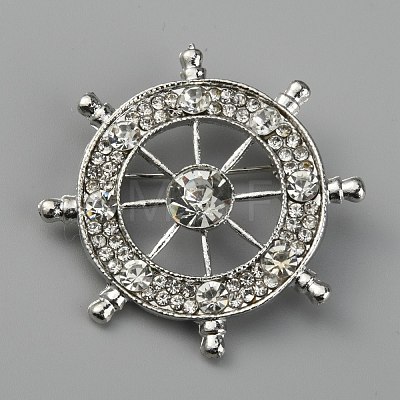 Helm Alloy Crystal Rhinestone Safety Pin Brooch JEWB-WH0010-16P-1