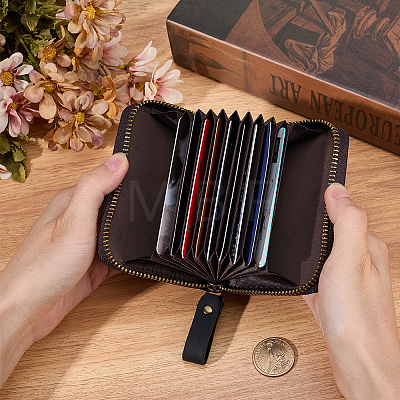 Rectangle Leather Credit Card Wallets for Women Men AJEW-WH20001-31C-1