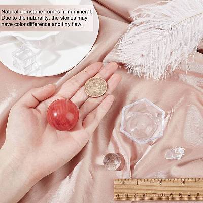 CRASPIRE 2Pcs 2 Style Natural Quartz Crystal Ball DJEW-CP0001-08-1