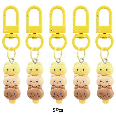 5Pcs Bear Resin Pendant Decorations HJEW-YW00193-03-1