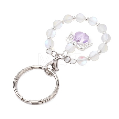 Alloy & Glass & Synthetic Moonstone Keychain KEYC-JKC01030-1