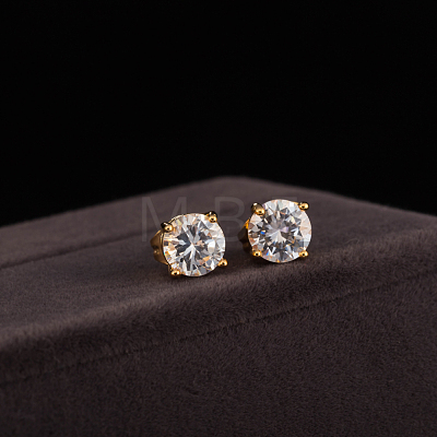 Real 18K Gold Plated Adorable Design Brass Cubic Zirconia Stud Earrings EJEW-EE0001-171B-1
