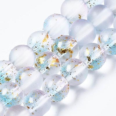 Frosted Spray Painted Glass Beads Strands X-GLAA-N035-03C-C07-1
