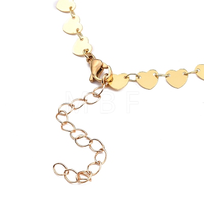 Brass Heart Link Chain Anklets AJEW-AN00340-1