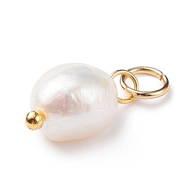 Grade B Natural Cultured Freshwater Pearl Charms PALLOY-JF01497-01-1