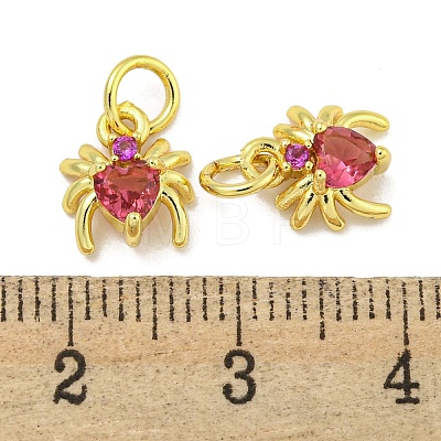 Rack Plating Brass Micro Pave Cubic Zirconia Spider Charms ZIRC-I065-02A-1