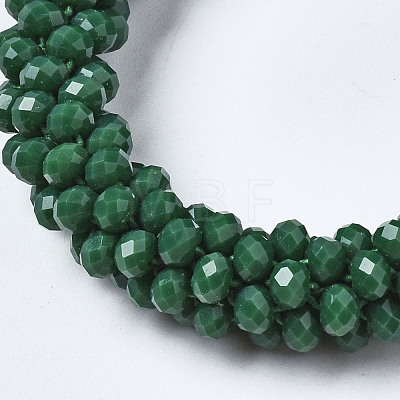 Faceted Opaque Glass Beads Stretch Bracelets BJEW-S144-002E-02-1