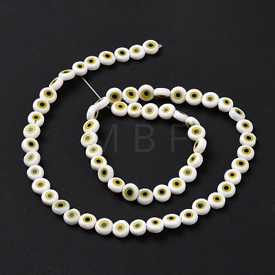 Handmade Evil Eye Lampwork Flat Round Bead Strands LAMP-L058-6mm-21-1