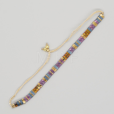 Vintage Ethnic Style Glass Tila Beaded Handmade Slider Bracelets for Women ZN9527-11-1