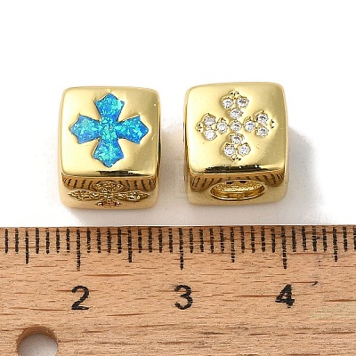 Rack Plating Brass Micro Pave Cubic Zirconia Beads KK-P268-01G-07-1