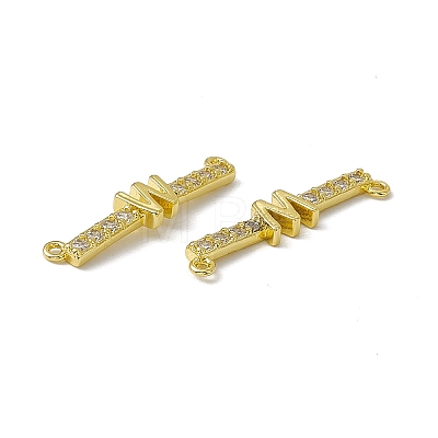 Rack Plating Brass Micro Pave Clear Cubic Zirconia Connector Charms KK-C007-37G-W-1