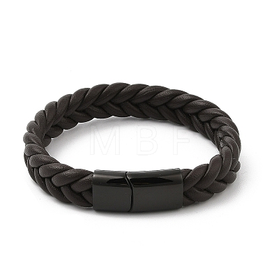 Ion Plating(IP) Braided Microfiber Leather Cord Bracelets for Men BJEW-Z081-13EB-01-1