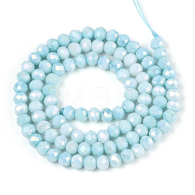 Anti-Tarnish Electroplate Rondelle Glass Beads Strands EGLA-T021-4mm-17-08-1