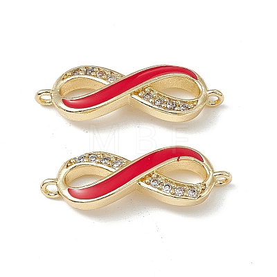 Brass Micro Pave Clear Cubic Zirconia Connector Charms KK-E068-VB400-1-1