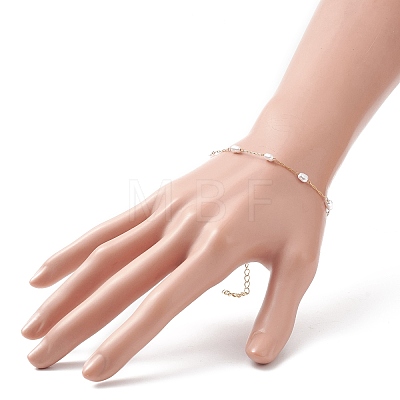 Glass Pearl Link Chain Bracelet BJEW-JB09238-1