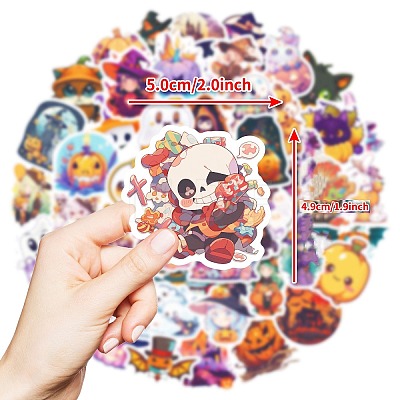 50Pcs Halloween PVC Adhesive Waterproof Stickers PW-WG3F5AA-01-1