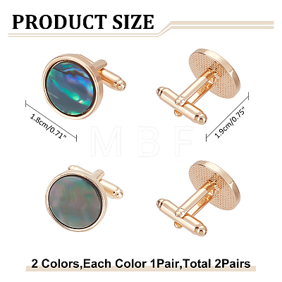 WADORN 2 Pairs 2 Colors Natural Shell Cufflinks for Men FIND-WR0010-96-1