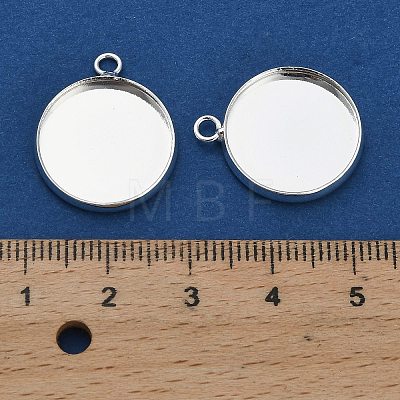 Flat Round Brass Pendant Cabochon Settings X-KK-A276-10S-1