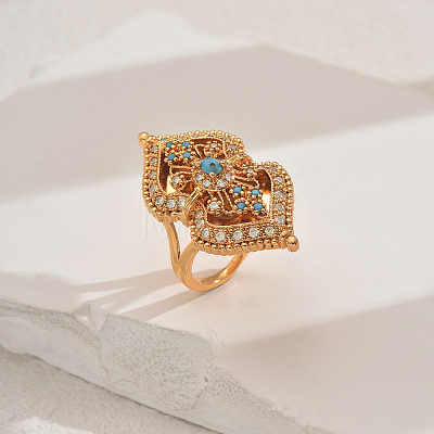 Hollow Brass Micro Pave Cubic Zirconia Finger Rings for Women VB9400-1-1
