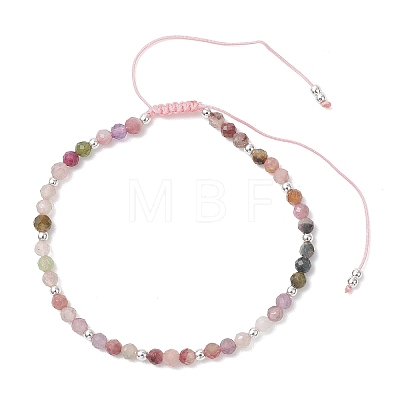 Natural Multicolor Tourmaline & Electroplate Non-magnetic Synthetic HematiteRound Bead Braided Beaded Bracelets for Women BJEW-JB13434-01-1