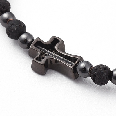 Natural Lava Rock Beads Stretch Bracelets BJEW-JB04802-1