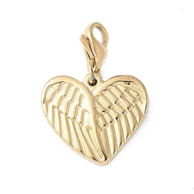 304 Stainless Steel Heart with Wing Pendant Decoration STAS-S165-12G-1